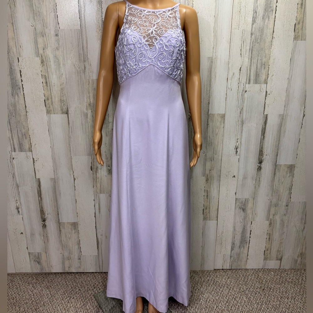 Alyce‎ Designs Vintage Corded Lace Bodice Maxi Dress